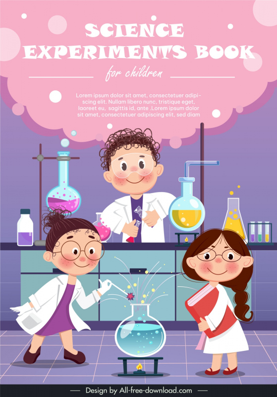science experiments book template cute cartoon 