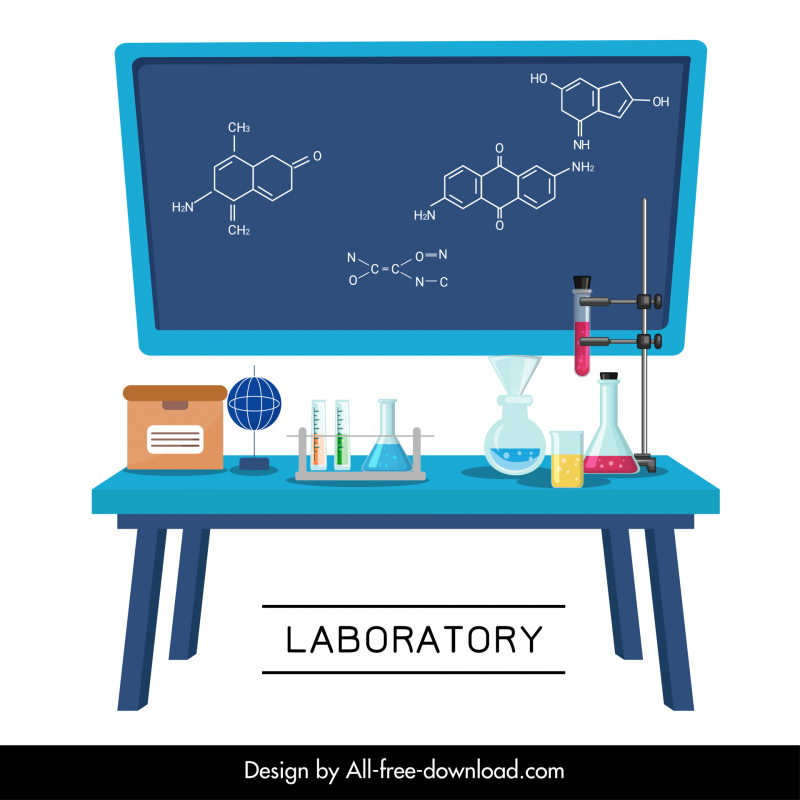 science lab design elements chalkboard chemistry formulas lab tubes sketch