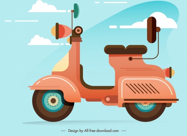 scooter motorbike icon classical colored sketch