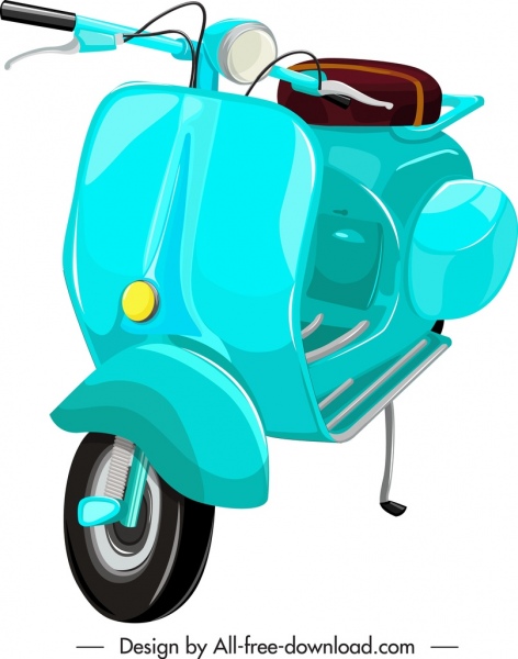 scooter motorbike template blue classical decor 3d sketch