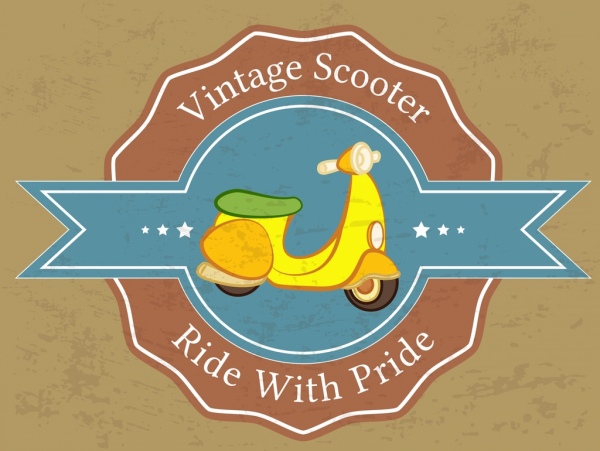 scooter stamp template bike icon vintage design