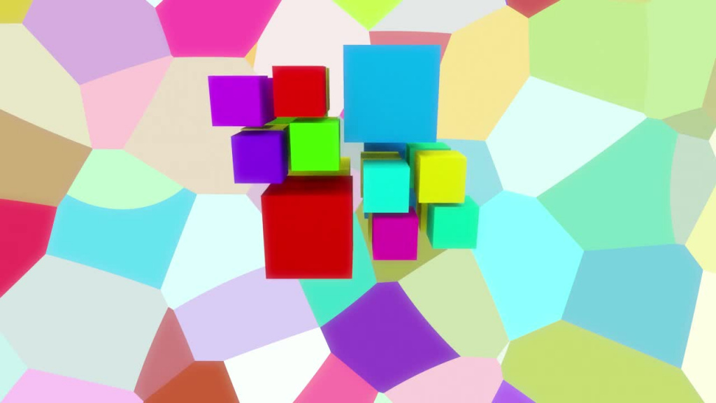 screensaver effect with colorful cubic boxes decor