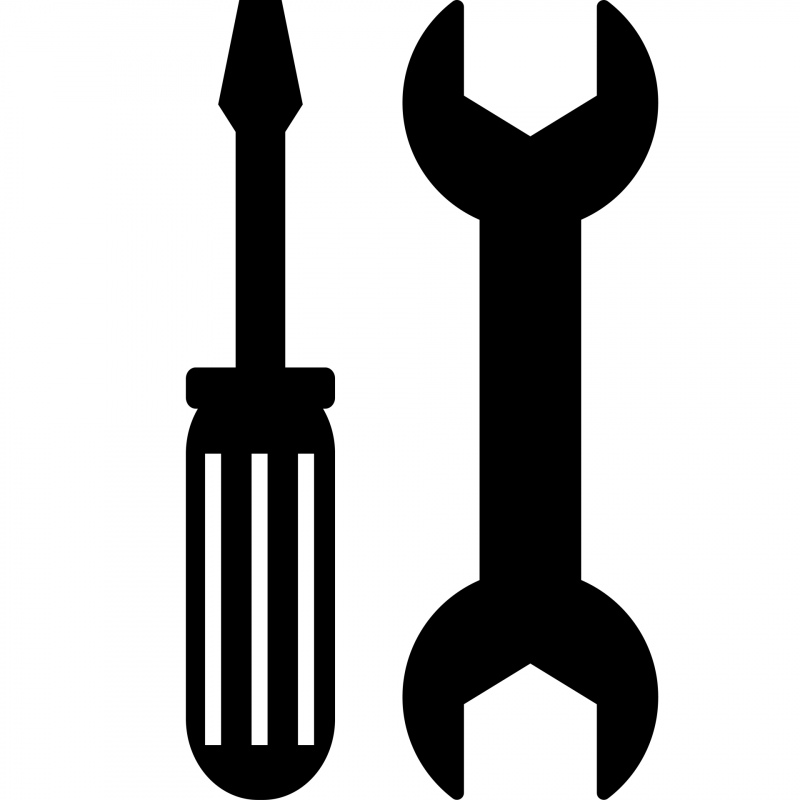 screwdriver wrench tools sign icon flat silhouette outline