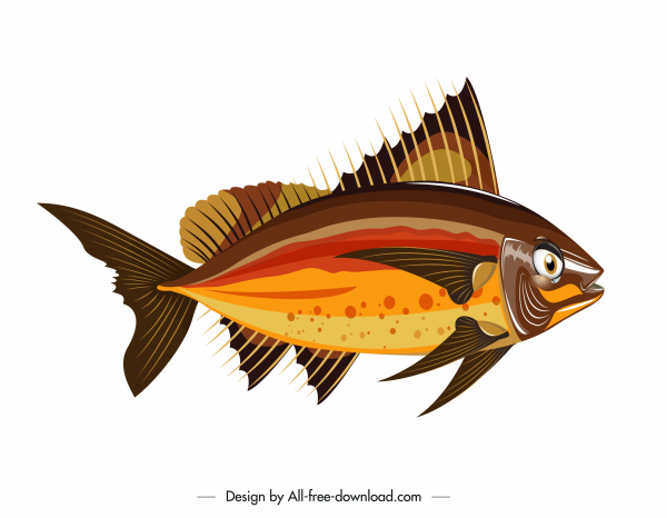 sea fish icon colorful modern flat sketch