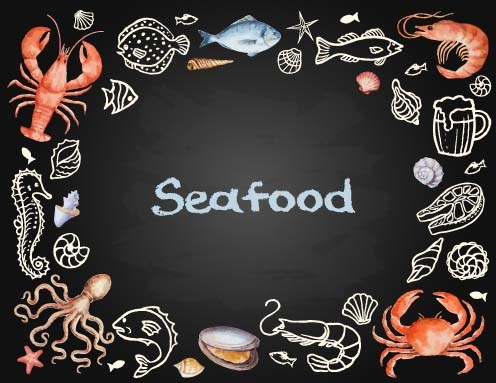 sea food vintage styles vector
