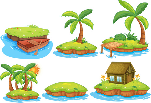 sea islands palm tree vector