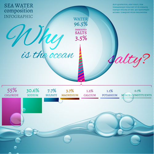 sea water composition infographic vector