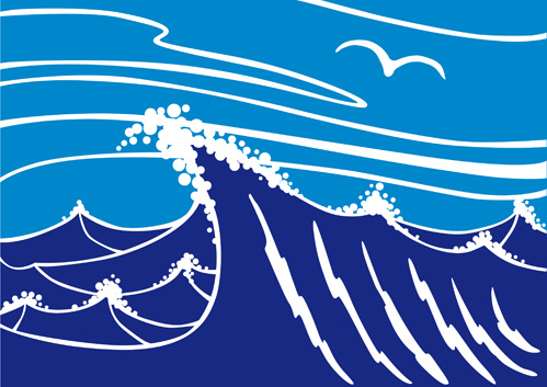 sea waves vector background set