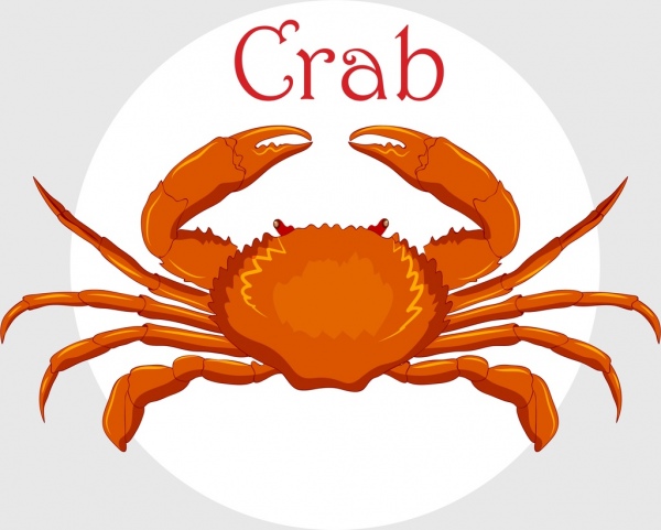 seafood background red crab icon decor