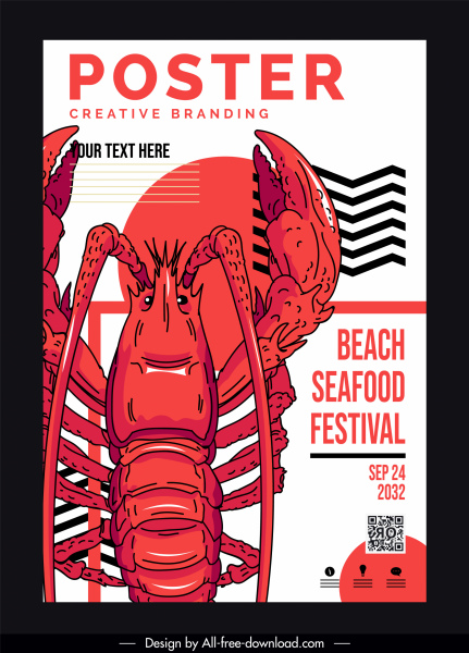 seafood festival banner handdrawn lobster sketch