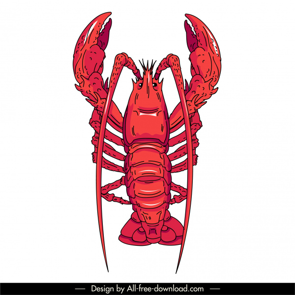 seafood icon lobster sketch red handdrawn design