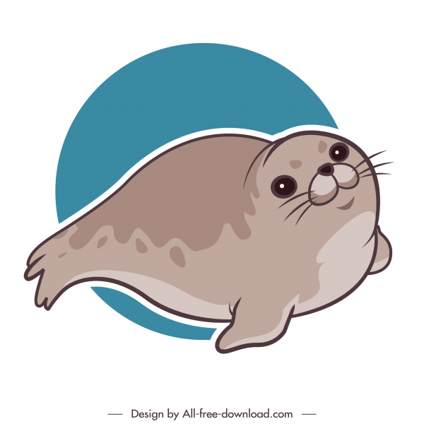 seal animal icon cute cartoon handdrawn sketch