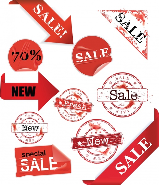 sale label templates modern classic elegant red shapes