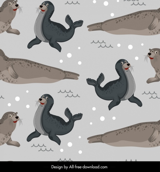 seals species pattern cartoon sketch repeating design