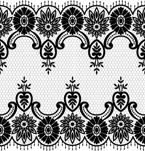 seamless black lace borders vectors