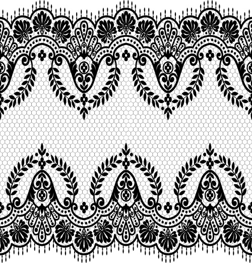Seamless black lace borders vectors Free vector in Encapsulated