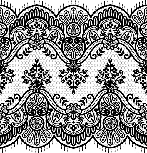 seamless black lace borders vectors 