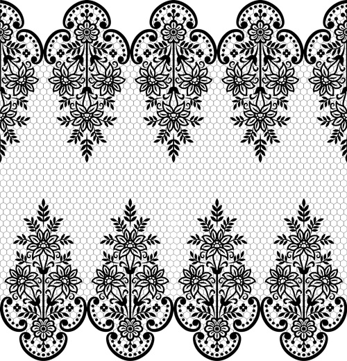 seamless black lace borders vectors