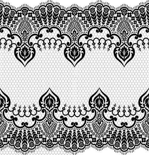 seamless black lace borders vectors