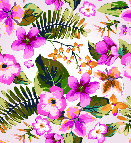 seamless flower patterns vector