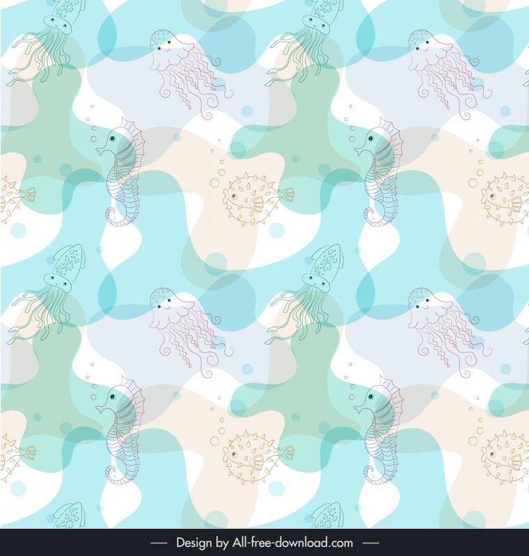seamless pattern of fish tempalte repeating blurred 