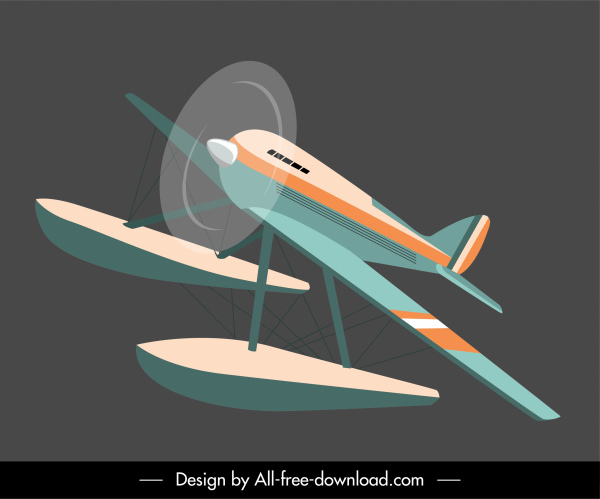 seaplane icon motion sketch classic design