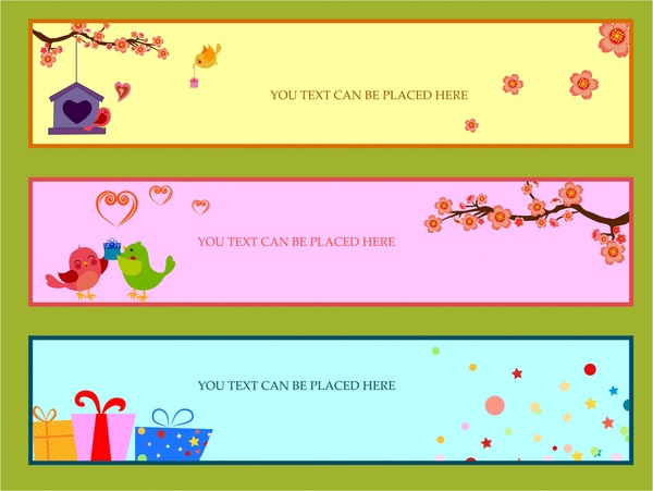 seasonal banners design sets with cute colorful style