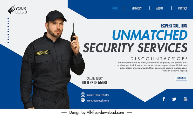 security landing page template modern elegant realistic 