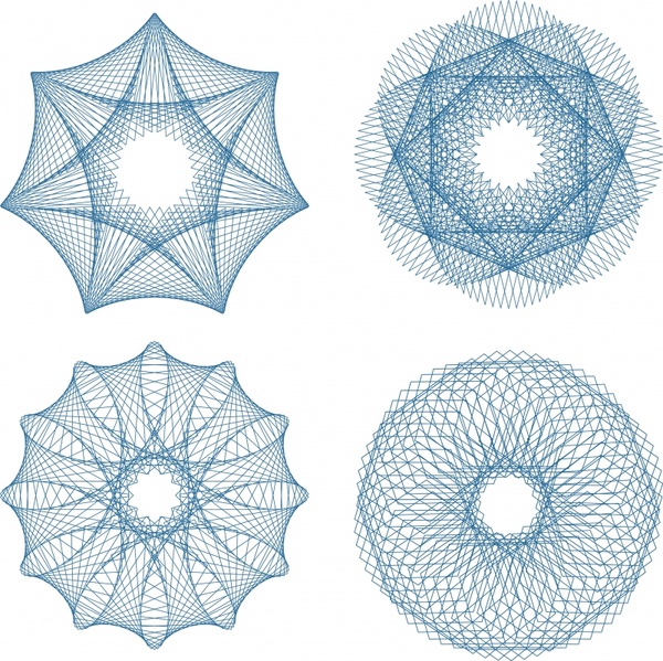 kaleidoscope decor templates dynamic symmetrical shapes illusion design