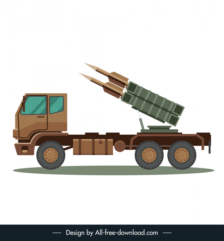 self propelled artillery car icon modern flat sketch 