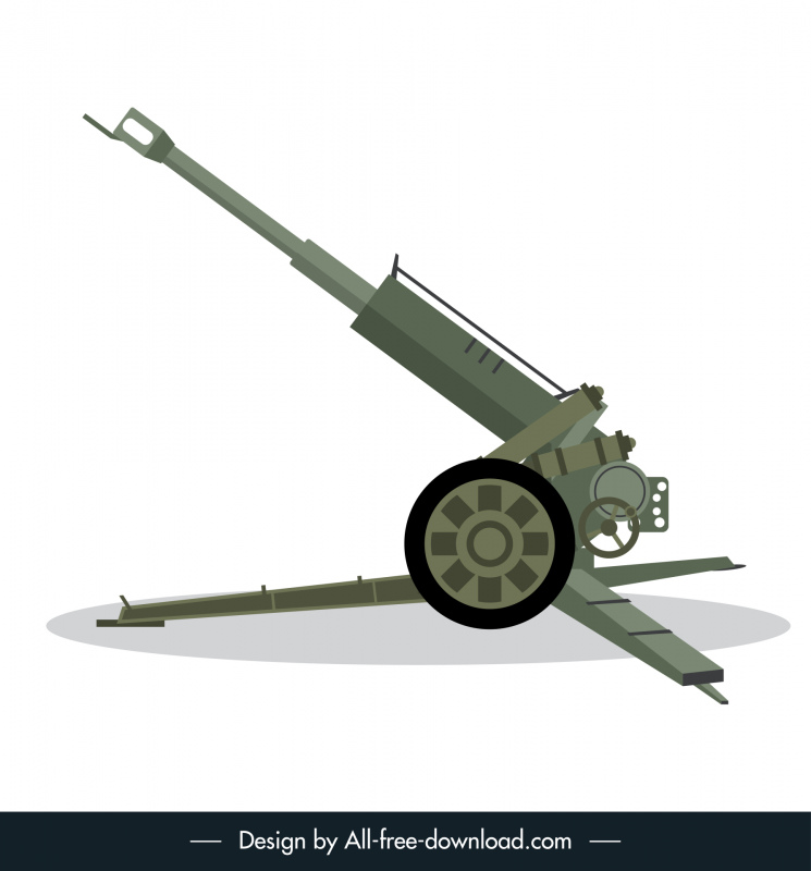 self propelled artillery icon flat sketch