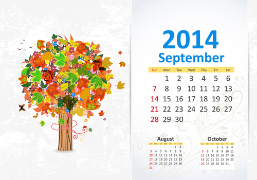 september14 calendar vector