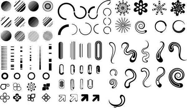 series of black and white design elements vector 3 simple graphics