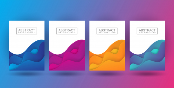 set dynamic colorful poster fluid liquid shape brochure pastel color in wavy and gradient design illustration vector