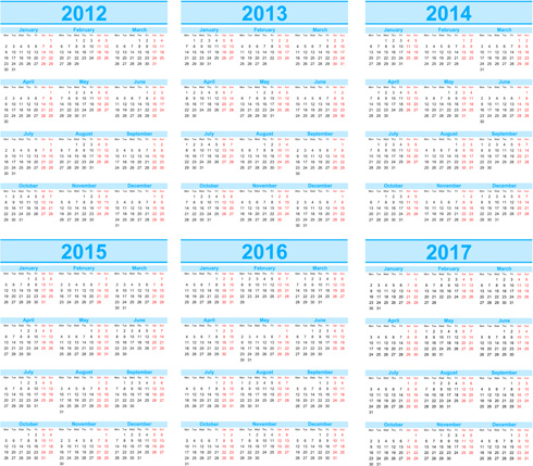 set of1318 calendars template vector graphic
