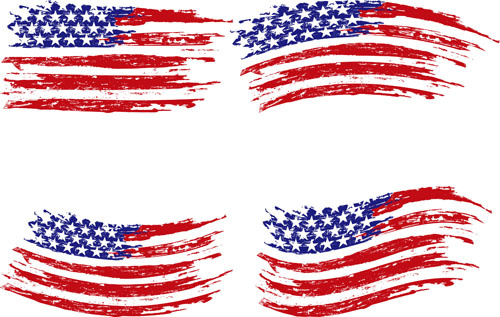 set of america flag vector