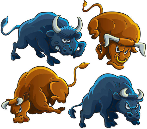 set of angry bulls design vector