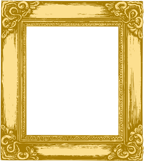 set of antique gold photo frame elements vector