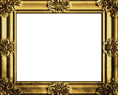 set of antique gold photo frame elements vector
