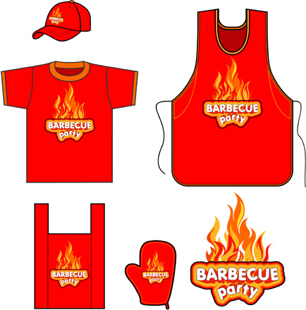 set of barbecue design vector
