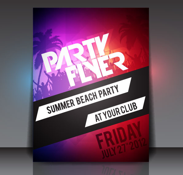 set of beach party flyer vector