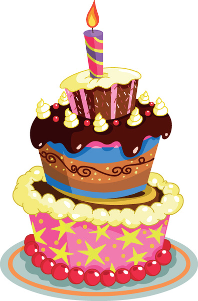 set of birthday cake vector