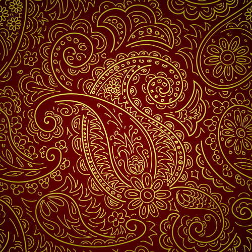 set of brown paisley patterns vector