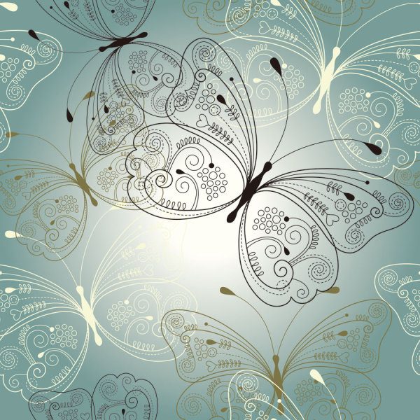 set of butterfly vector 
