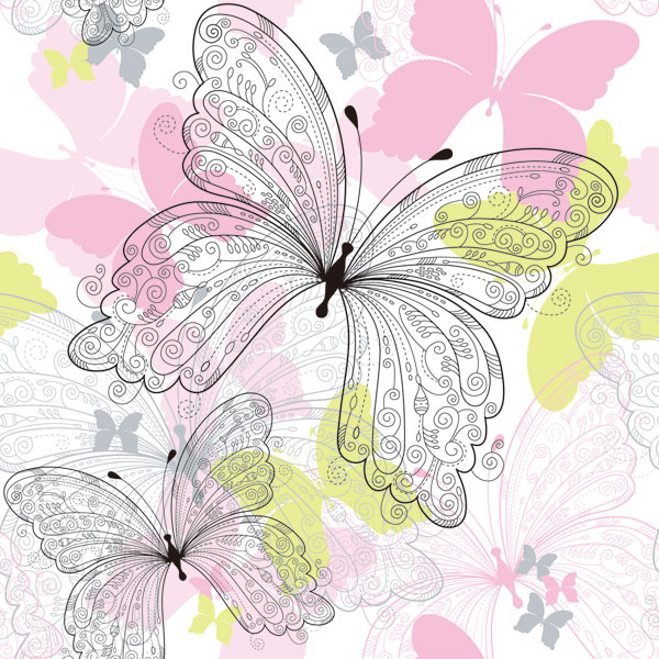 set of butterfly vector 