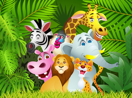 set of cartoon animal paradise vector