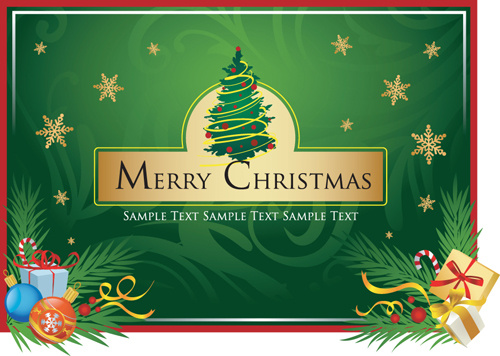 set of christmas theme cards elements vector 