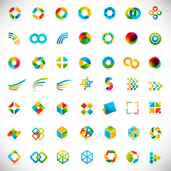 set of colored abstract logo design elements vector