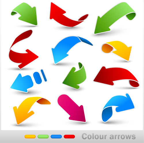 set of colored arrows vector