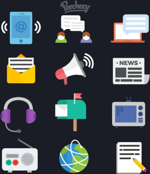 set of communication icons